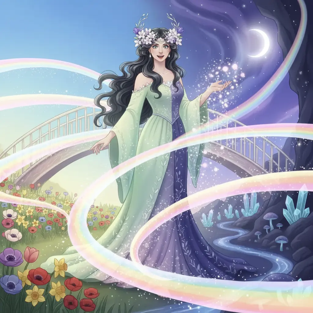 El polvillo mágico se convierte en brillantes puentes de colores translúcidos, uniendo los mundos.