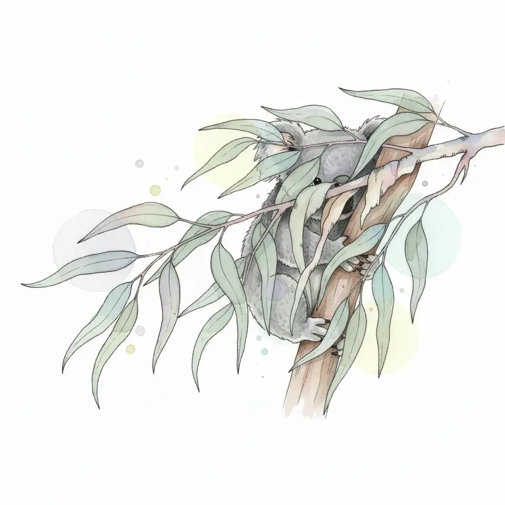 Se ve la espalda de un animal con pelaje gris y suave sobre la rama del árbol.