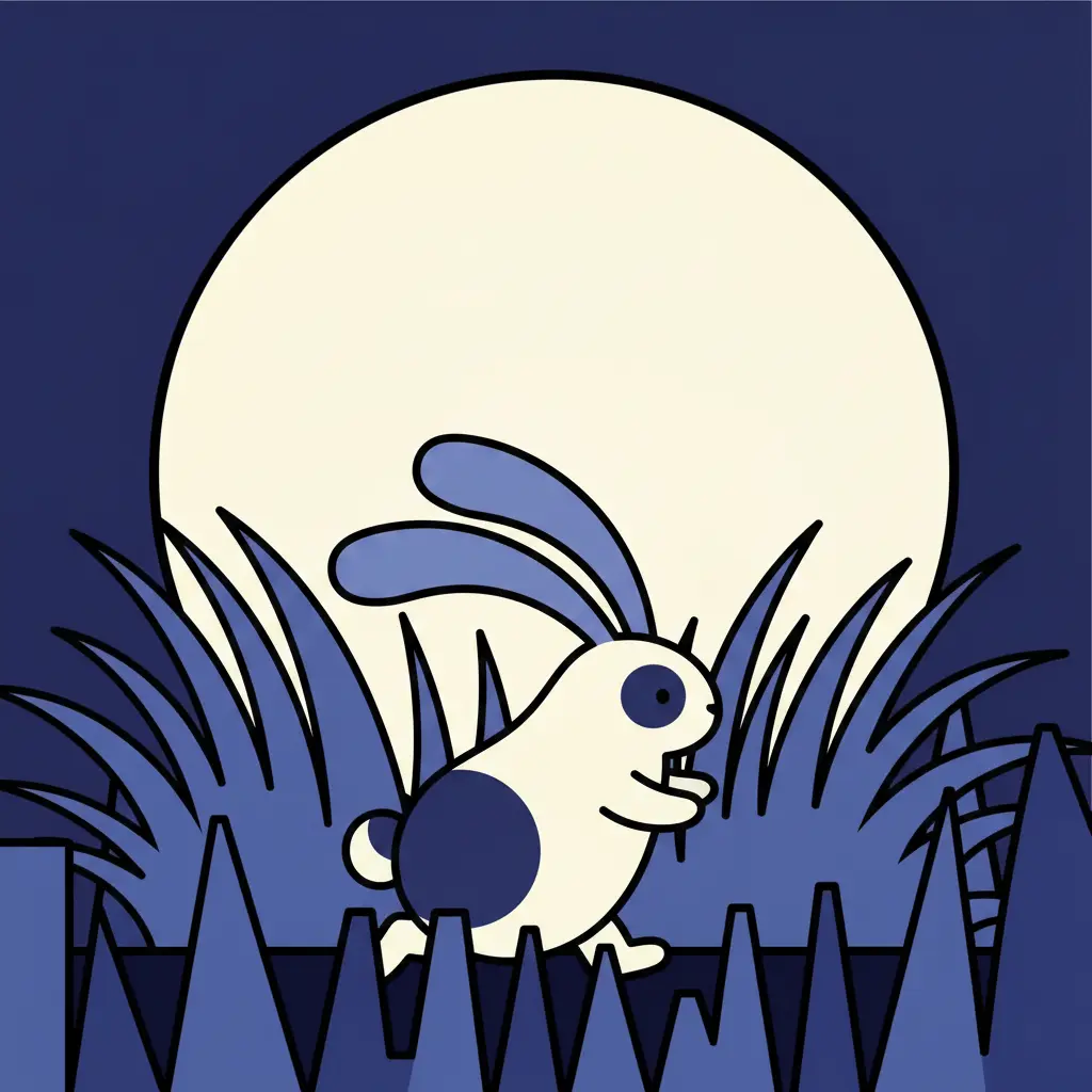 Susa caminando entre hierbas azules altas que se apartan a su paso.