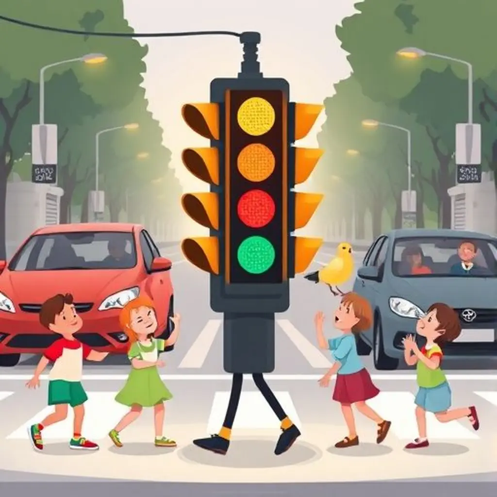 Fito el semáforo baila, y los niños, la paloma y los coches se unen a la fiesta.