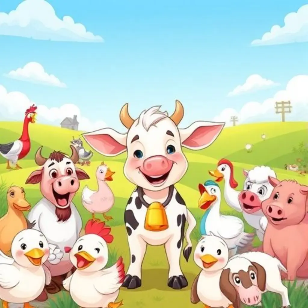 Borja y los animales de la granja, felices y unidos.