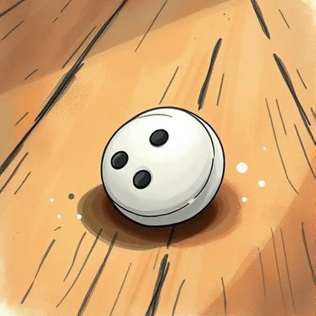 Botoncito, un botón blanco, rueda solo y triste por el suelo de madera.