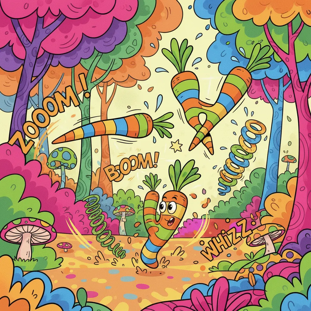 Zanahorias saltarinas empiezan a brincar por todo el Bosque Chiflado.