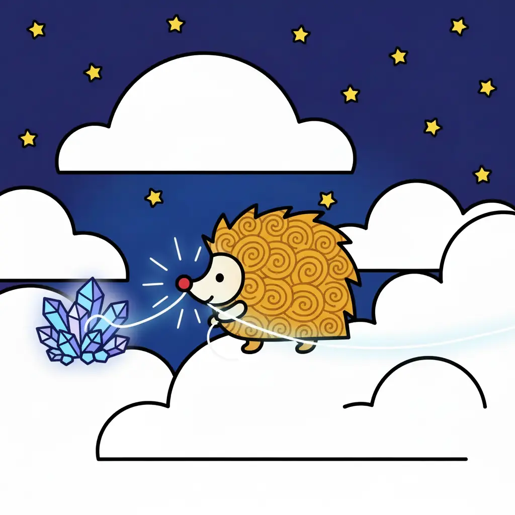 Pipo tira de un hilo brillante que se estira por el aire.