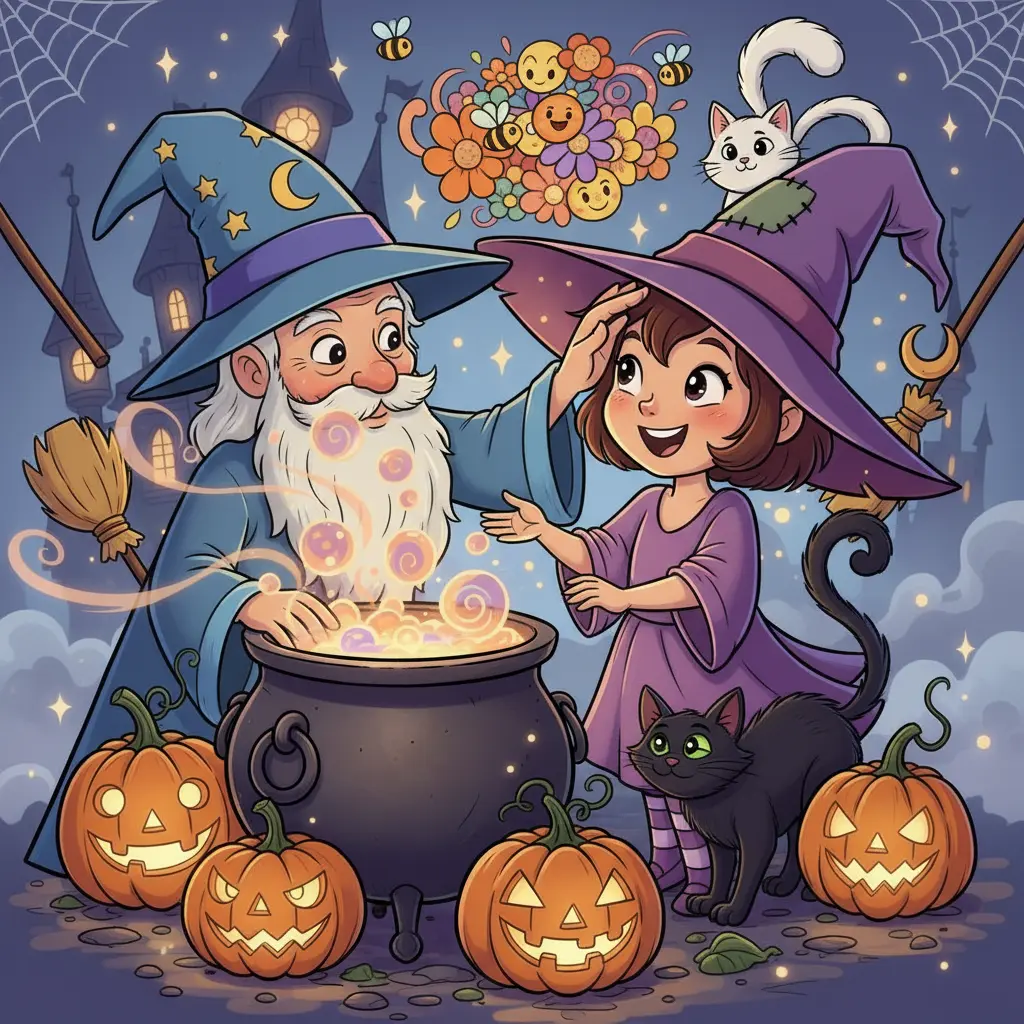 Don Marmus abraza a Violeta entre flores y magia.