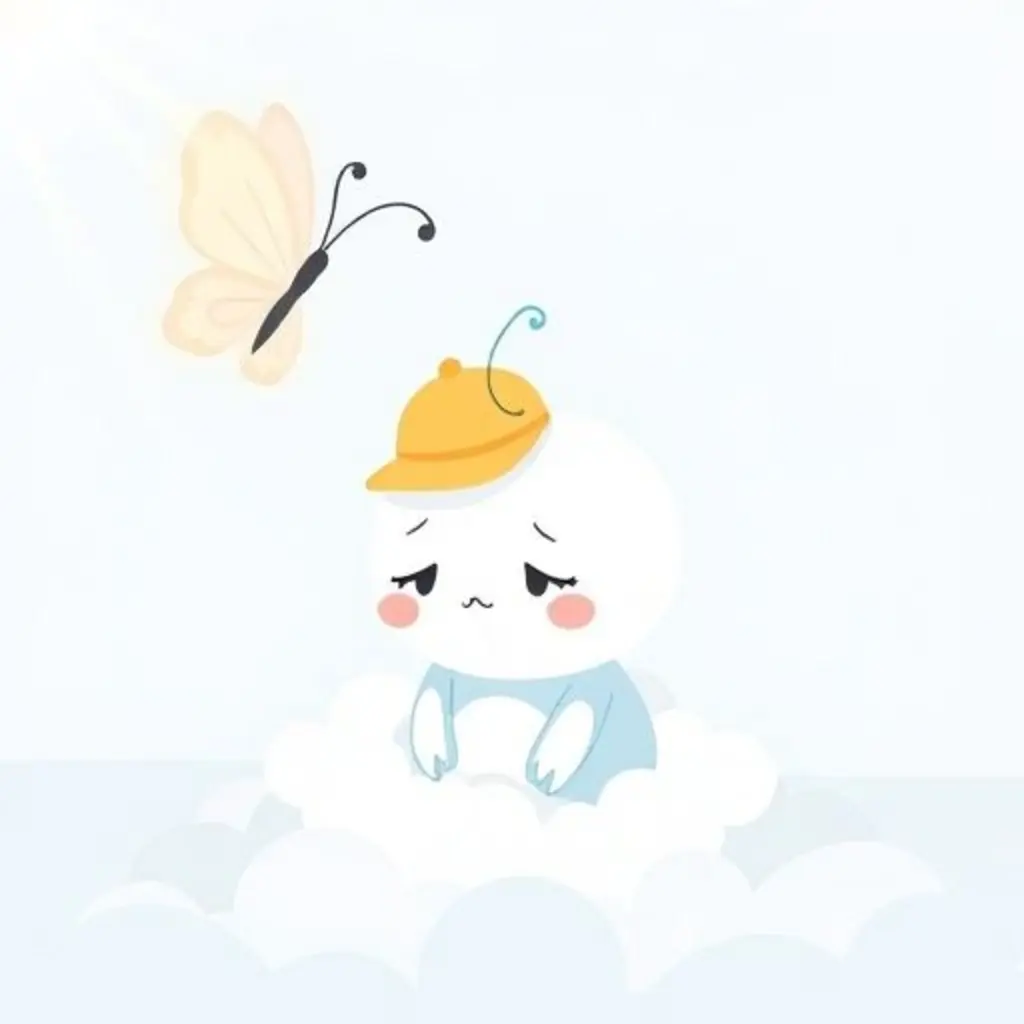 Una mariposa ayuda a Nebulito a encontrar su sombrero.