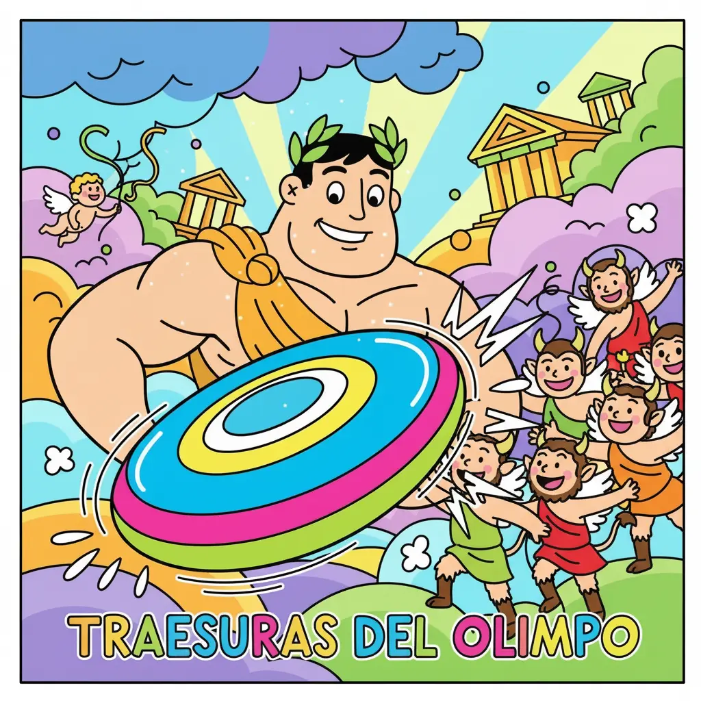 El disco se une a una conga con sátiros bailando, Hércules exhausto y sonriente.