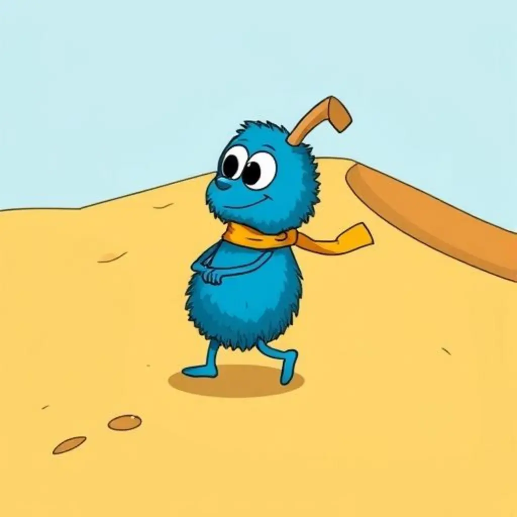 Ripo el Rodillo se acerca a la duna con cautela, pensando.