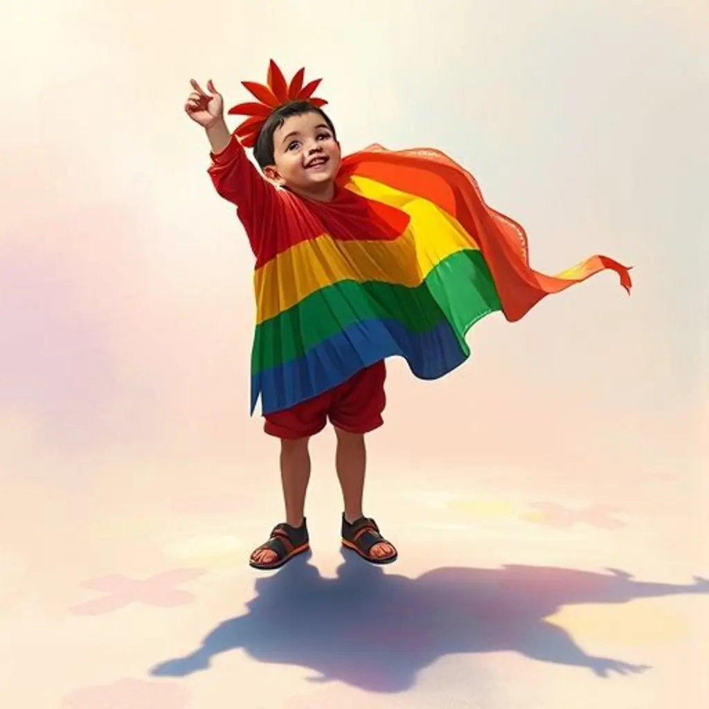 Banderín hace sombras bailarinas que los niños observan.