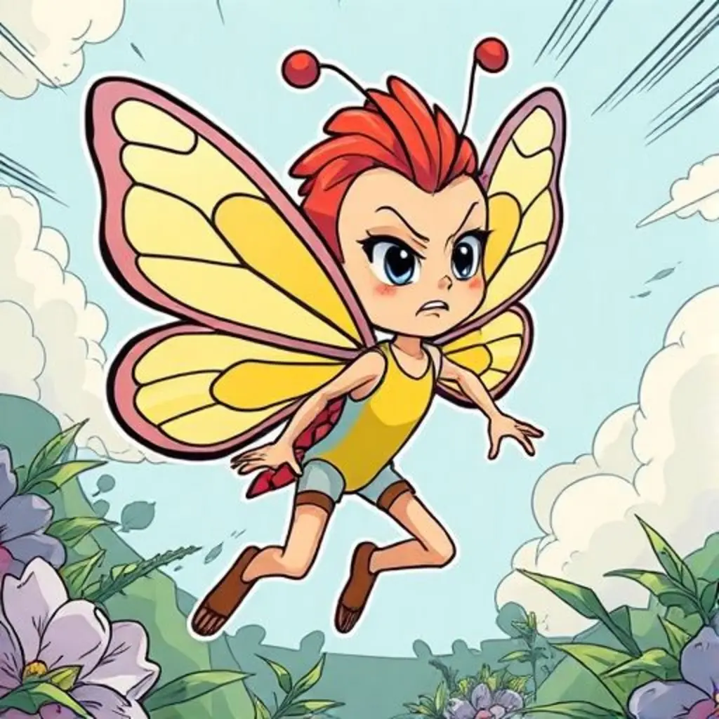 La mariposa Lira es empujada por el viento hacia el asustado cactus Espino.